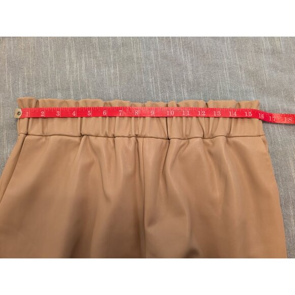The Drop Womens Tan Faux Leather High-Waisted Shorts Size L Cute Fall Clothing - Picture 8 of 11